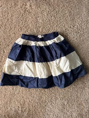 Crewcuts Navy and Cream Striped Circle Layered Skirt | size 6-7